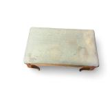Vintage Upholstered Wooden Bench with Curved Legs