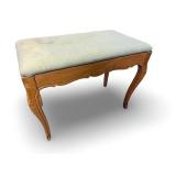 Vintage Upholstered Wooden Bench with Curved Legs