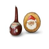 Santa Claus Christmas Decor Lot with Carved Wood and Painted Gourd Figures