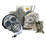 Halloween Decor Lot with Lights, Tombstones, and Props