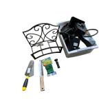 Garden Tools and Outdoor Accessories Lot with Shovels, Hand Tools, and Metal Wall Shelf