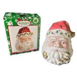 Holiday Treasures Santa Claus Ceramic Cookie Jar with Box