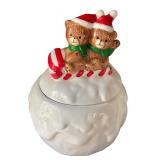 Christmas Bear Snowball Candy Jar with Original Box