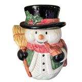 Set of 2 Snowman Ceramic Cookie Jars with Hand-Painted Details