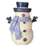 Set of 2 Snowman Ceramic Cookie Jars with Hand-Painted Details