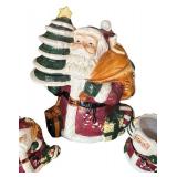 Rosegarden Santa Claus Christmas Ceramic Pitcher and Mugs Set