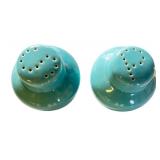 Vintage Turquoise Ceramic Salt and Pepper Shakers Set