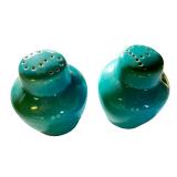 Vintage Turquoise Ceramic Salt and Pepper Shakers Set