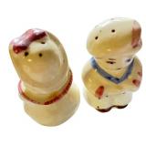 Vintage Boy and Girl Ceramic Salt and Pepper Shakers