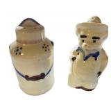 Vintage Shawnee Ceramic Farmer and Milk Can Salt and Pepper Shaker Set