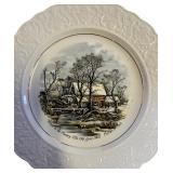 Set of 4 Stratford by Wood & Sons Ironstone Plates Carrier & Ives Scenes