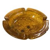 Pair of Vintage Amber Glass Ashtrays with Textured Patterns