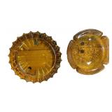 Pair of Vintage Amber Glass Ashtrays with Textured Patterns