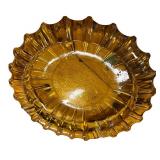 Pair of Vintage Amber Glass Ashtrays with Textured Patterns