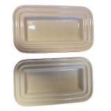 Two Le Creuset Red Stoneware Butter Dish (No Lid)