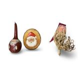 Santa Claus Christmas Decor Lot with Carved Wood and Painted Gourd Figures