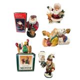 Collection of 4 Santa Claus Holiday Figurines with Original Boxes