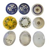Collection of 9 Vintage Decorative Plates and Platters with Floral Patterns