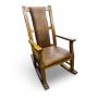 Antique Mission Style Wooden Rocking Chair with Leather Seat