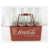 Set of 8 Unique Cities Vintage Coca-Cola 16 oz Glass Bottles and Red Carrier