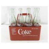 Set of 8 Unique Cities Vintage Coca-Cola 16 oz Glass Bottles and Red Carrier