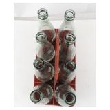 Set of 8 Unique Cities Vintage Coca-Cola 16 oz Glass Bottles and Red Carrier