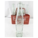 Set of 8 Unique Cities Vintage Coca-Cola 16 oz Glass Bottles and Red Carrier