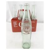 Set of 8 Unique Cities Vintage Coca-Cola 16 oz Glass Bottles and Red Carrier