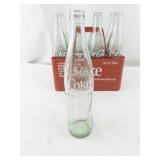 Set of 8 Unique Cities Vintage Coca-Cola 16 oz Glass Bottles and Red Carrier