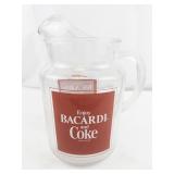 1970s Bacardi and Coke Glass Pitcher with Handle