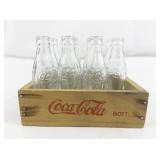 Set of 11 Mini Coca-Cola Glass Bottles with Wooden Crate