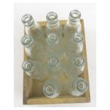 Set of 11 Mini Coca-Cola Glass Bottles with Wooden Crate