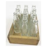Set of 11 Mini Coca-Cola Glass Bottles with Wooden Crate