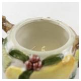 1991 Fitz & Floyd Peach Pattern Sugar Bowl with Handles - Missing Lid