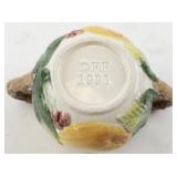 1991 Fitz & Floyd Peach Pattern Sugar Bowl with Handles - Missing Lid