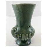 Vintage Green Ceramic Vase with Decorative Handles