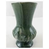 Vintage Green Ceramic Vase with Decorative Handles