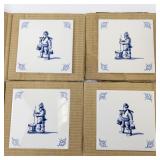 Set of 4 Butter Making Replica Antique Delft Tiles (Circa 1680)