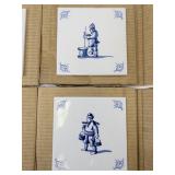 Set of 4 Butter Making Replica Antique Delft Tiles (Circa 1680)