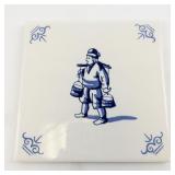Set of 4 Butter Making Replica Antique Delft Tiles (Circa 1680)