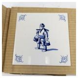 Set of 4 Butter Making Replica Antique Delft Tiles (Circa 1680)