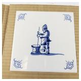 Set of 4 Butter Making Replica Antique Delft Tiles (Circa 1680)