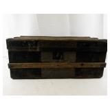 Antique Wood and Metal Steamer Trunk with Locking Plate