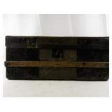 Antique Wood and Metal Steamer Trunk with Locking Plate
