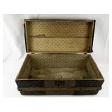 Antique Wood and Metal Steamer Trunk with Locking Plate