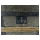 Antique Wood and Metal Steamer Trunk with Locking Plate