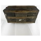 Antique Wood and Metal Steamer Trunk with Locking Plate