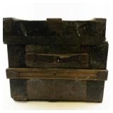 Antique Wood and Metal Steamer Trunk with Locking Plate