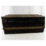 Antique Wood and Metal Steamer Trunk with Locking Plate