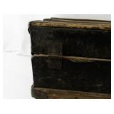 Antique Wood and Metal Steamer Trunk with Locking Plate